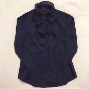 Talbot Dark Blue Ruffled Vintage Style Blouse 👚✨
